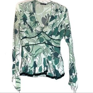 Follies Floral Top with Velvet Trim Medium